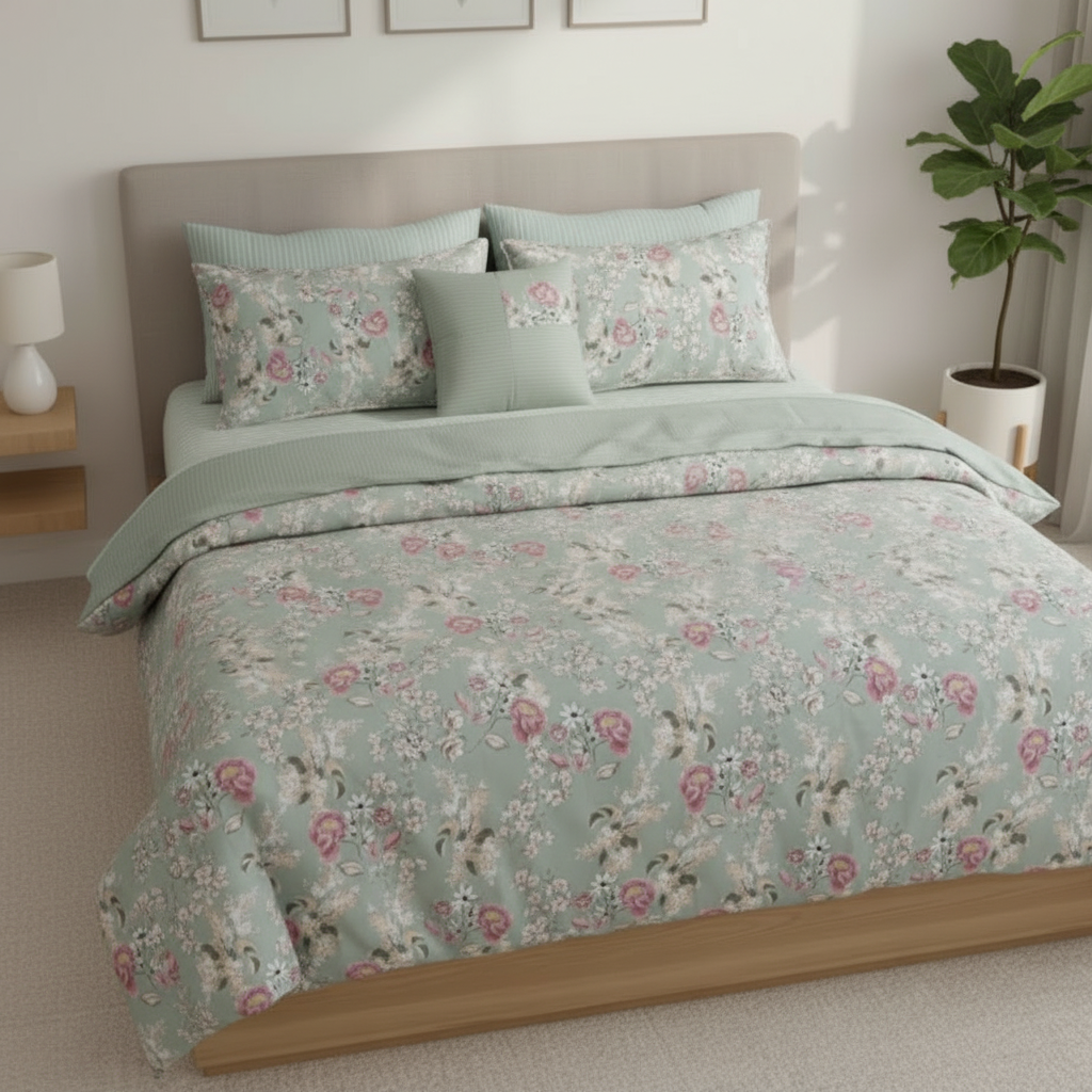 IV762 Luxury Cotton Satin Comforter Set - Light Filling