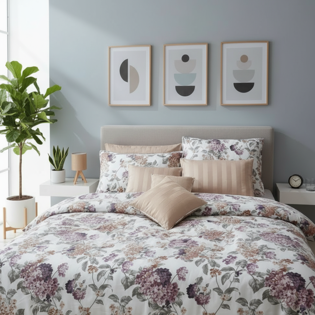 IV764 Luxury Cotton Satin Comforter Set - Light Filling