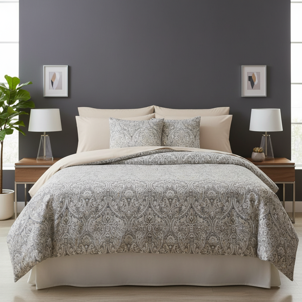 IV811 Percale Cotton Comforter Set - Light Filling