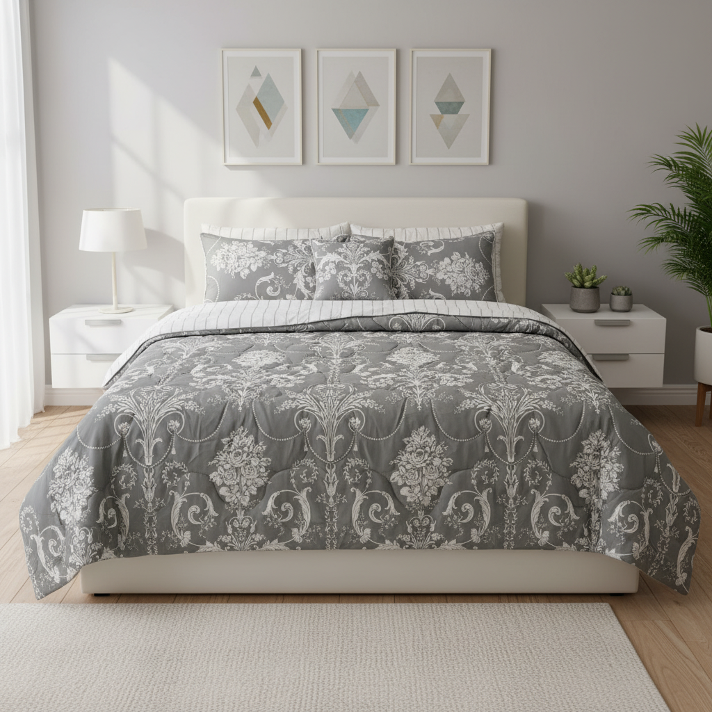 IV614 Percale Cotton Comforter Set - Light Filling