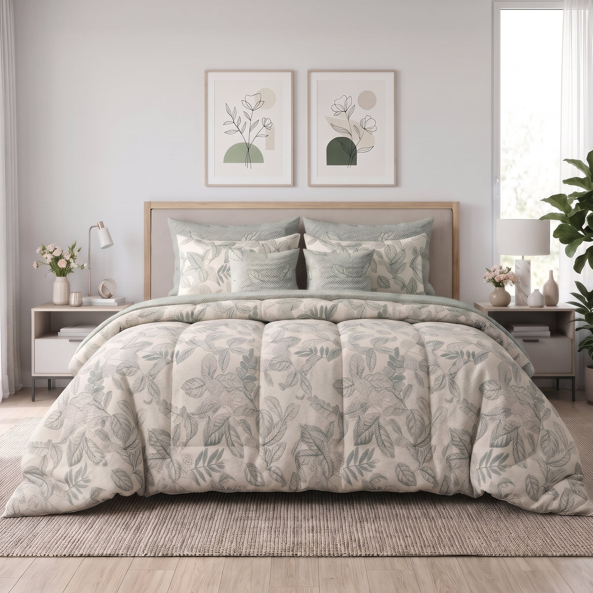 Calming Sage Flora Winter Comforter Set