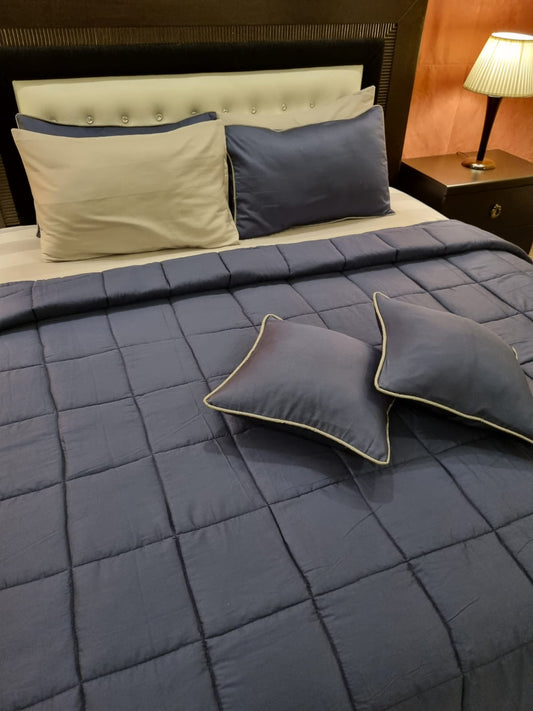 IV523 Luxury Cotton  Satin Comforter Set - Light Filling