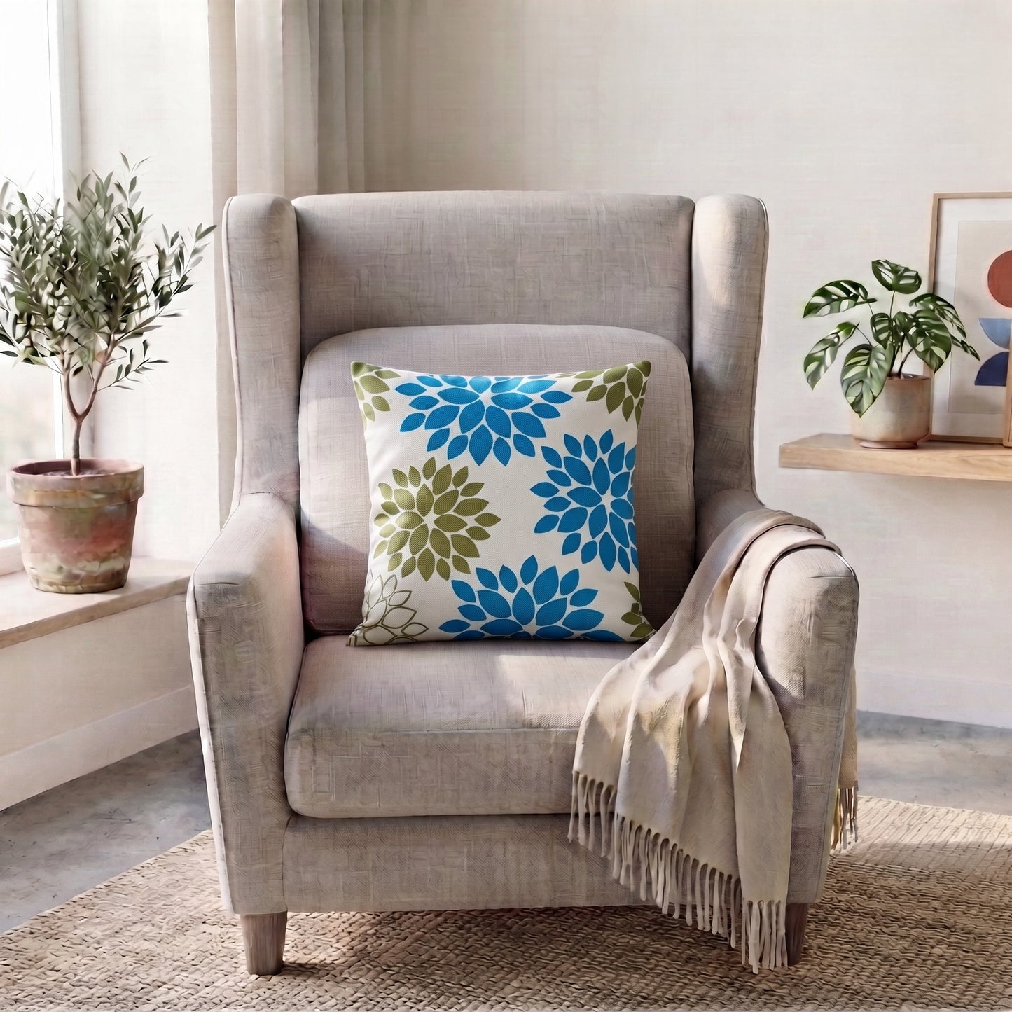 Coastal Floral Burst Cushion Cover