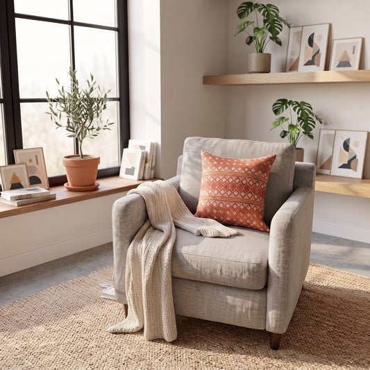 Terracotta Lattice Ethnic Cushion Cover