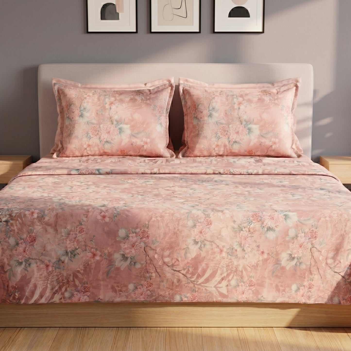 IVS920 Luxury Cotton Satin Bed Sheet Set