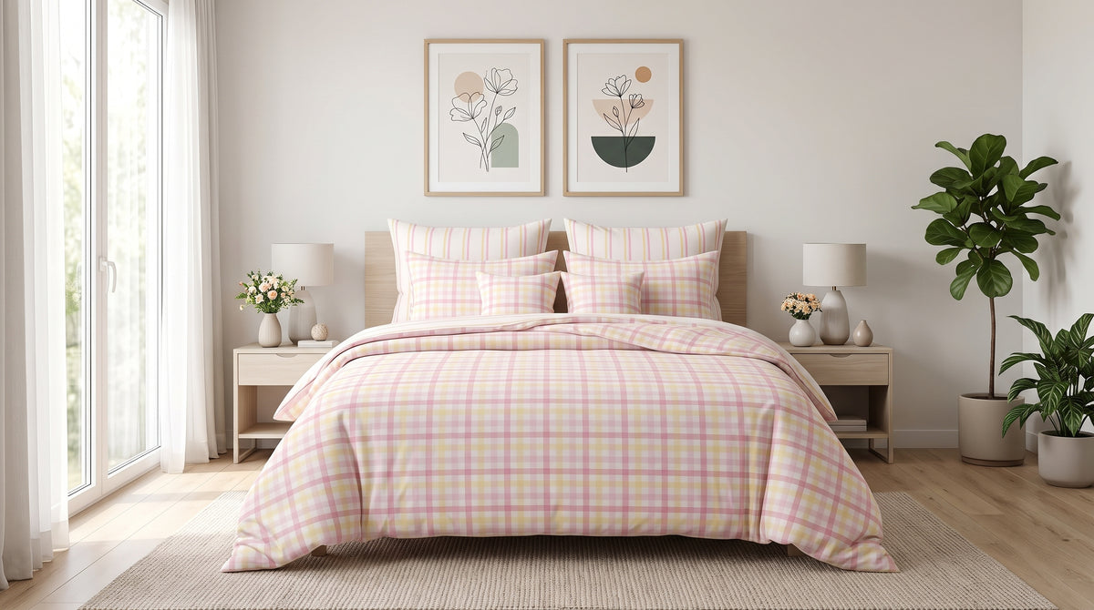 Strawberry Sorbet Check Comforter Set