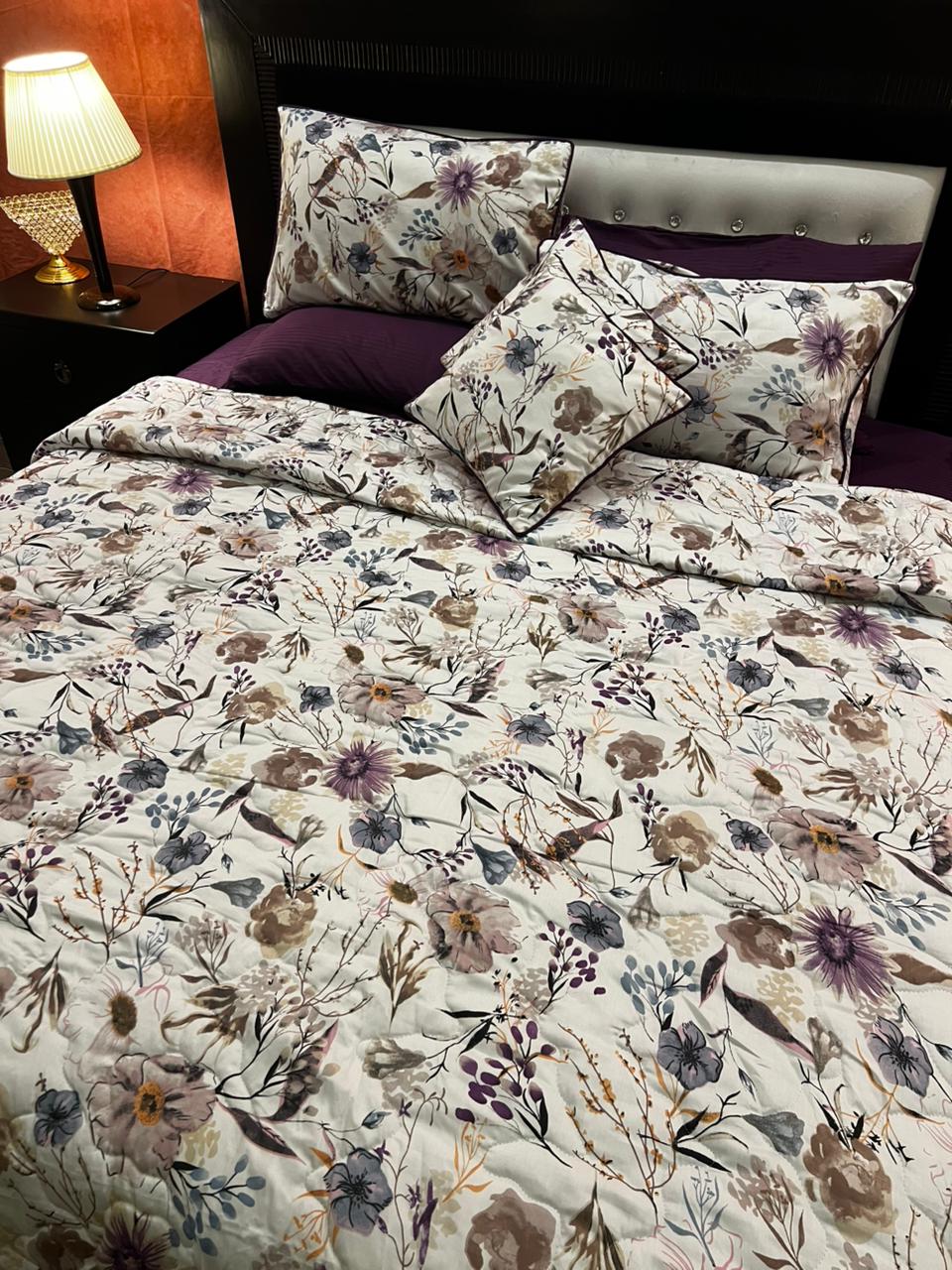 IV644 Luxury Cotton Satin Comforter Set - Light Filling
