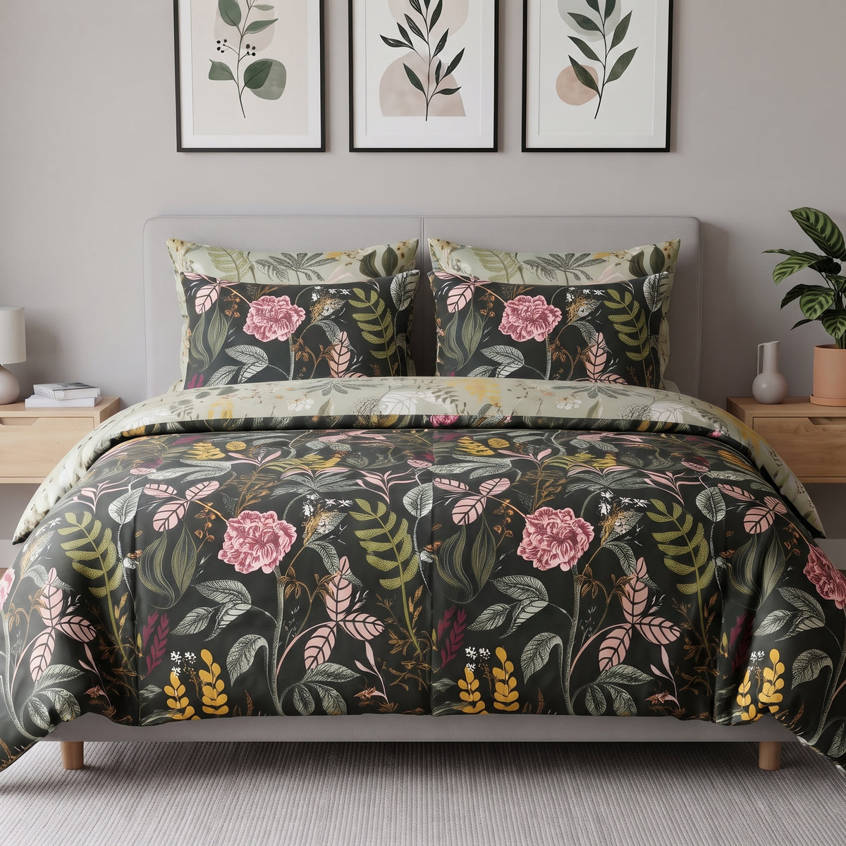 Midnight Garden Floral Comforter Set