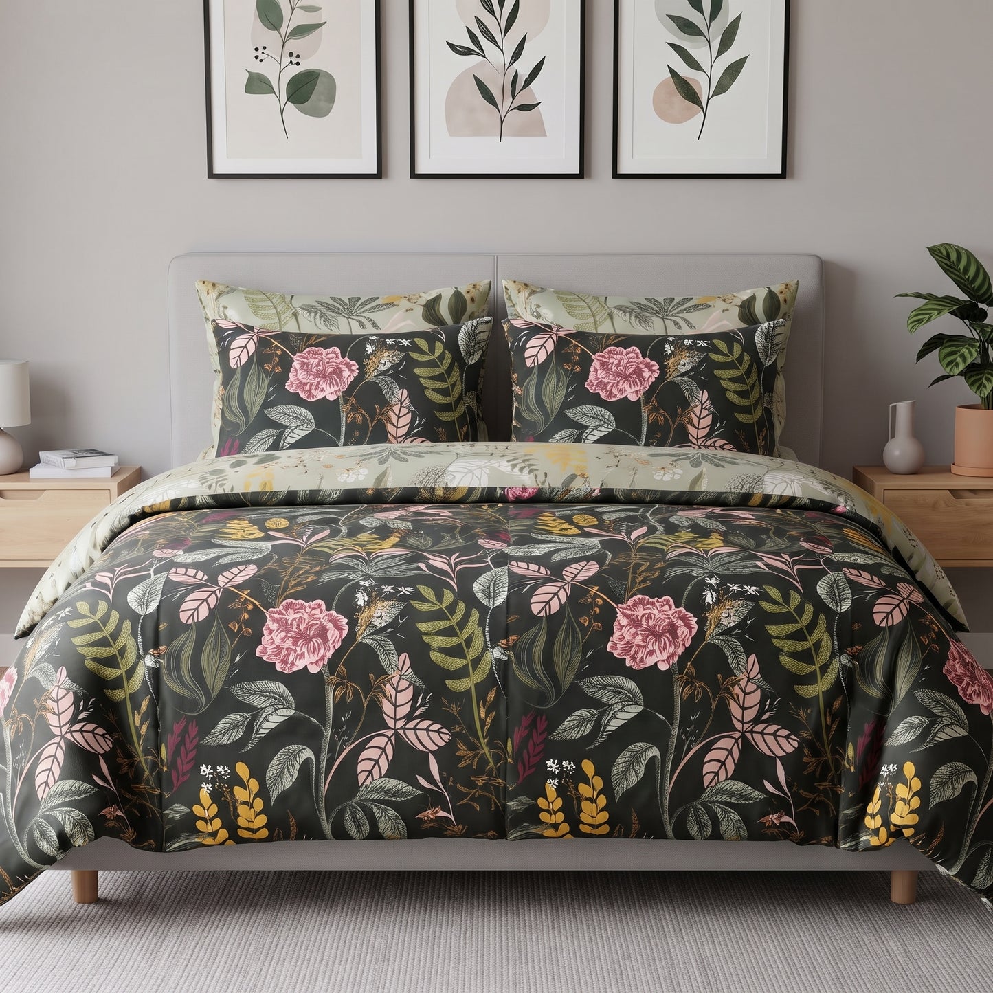 Midnight Garden Floral Duvet Cover Set