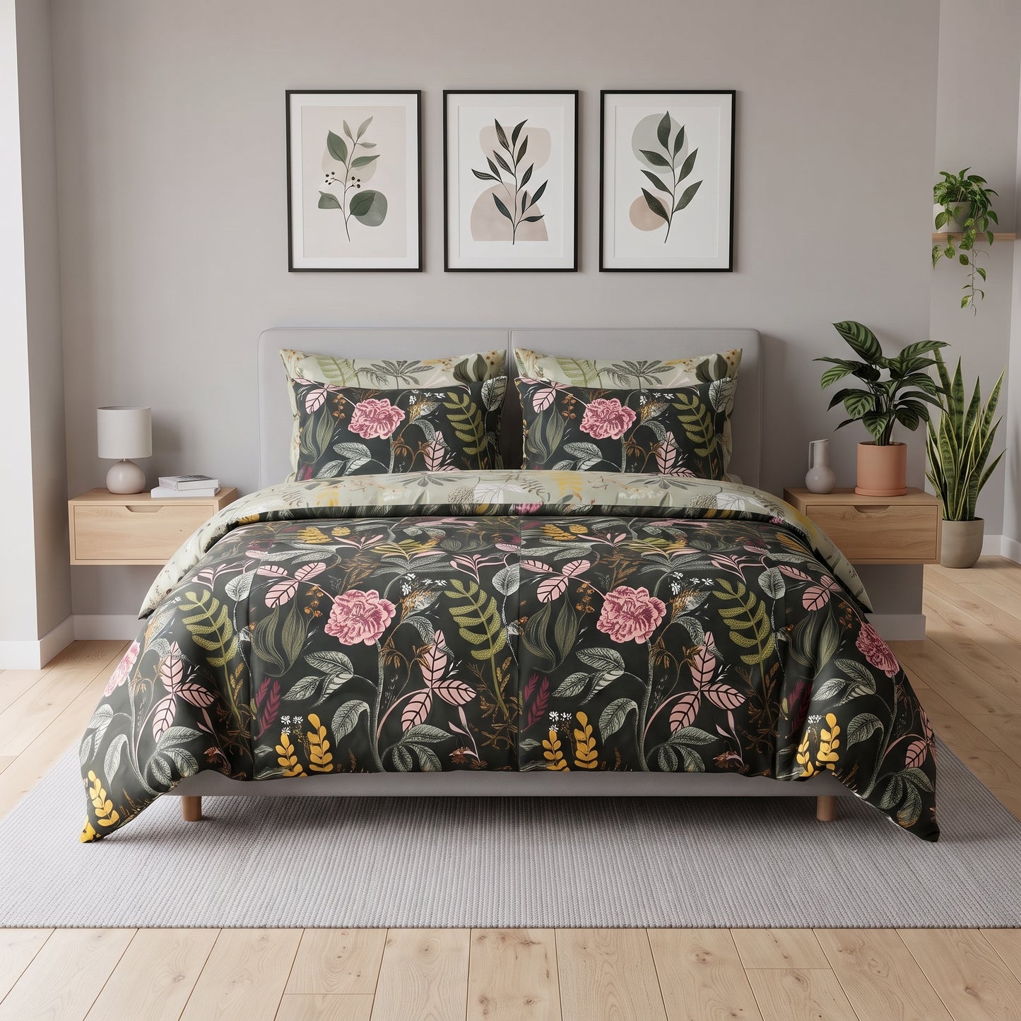 Midnight Garden Floral Duvet Cover Set