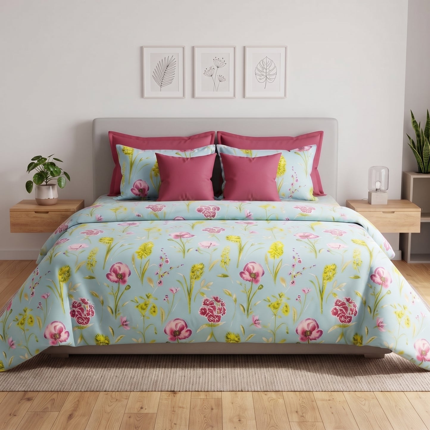 The Azure Meadow Botanical Duvet Cover Set