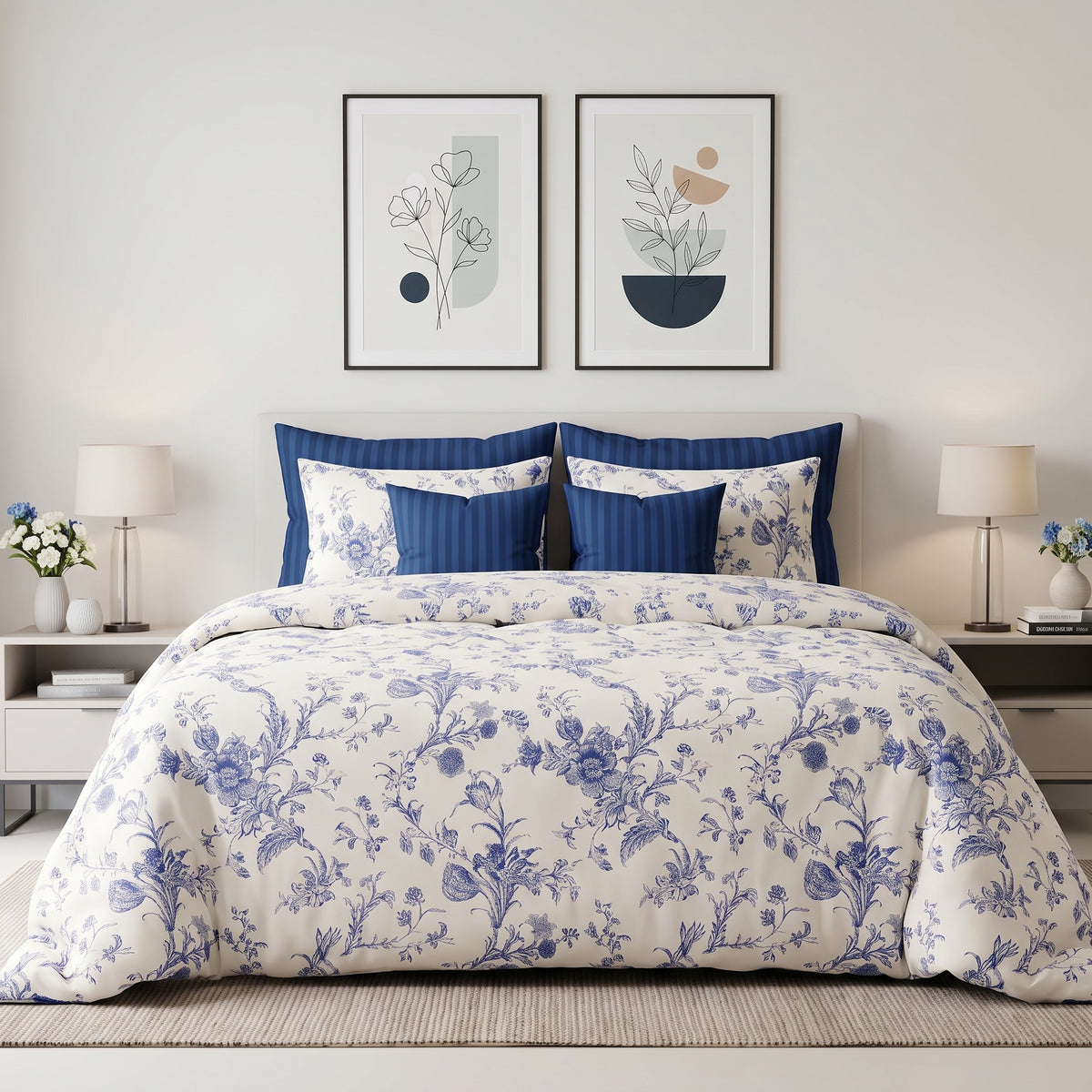 Blue Delft Toile Comforter Set