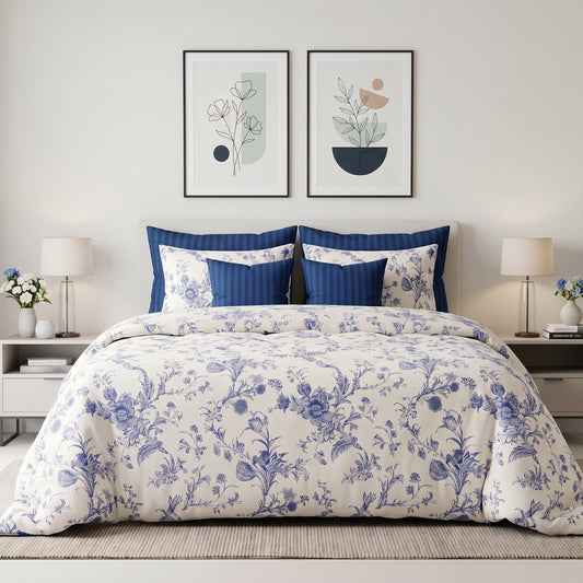 Blue Delft Toile Duvet Cover Set