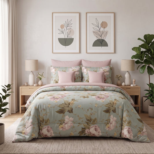 Vintage Pastel Peony Comforter Set