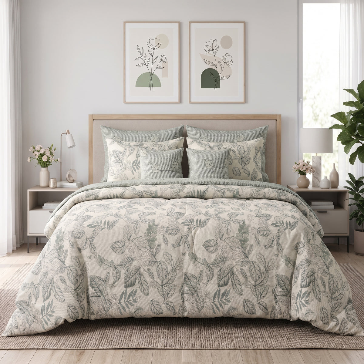 Calming Sage Flora Comforter Set