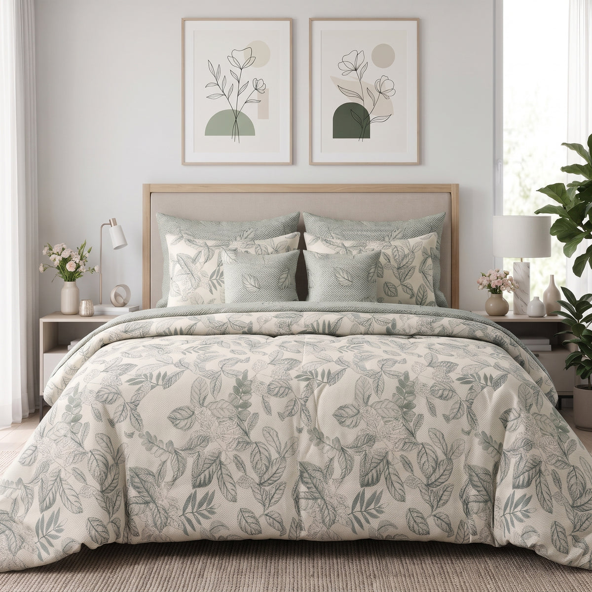 Calming Sage Flora Comforter Set