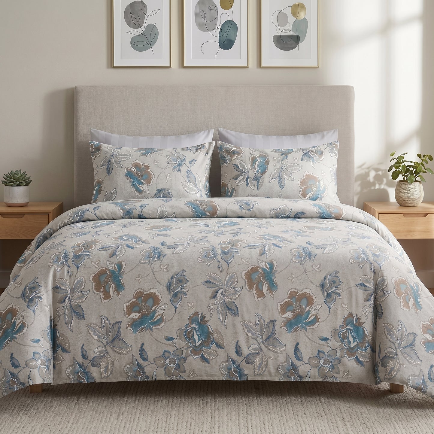 IV935 Luxury Cotton Satin Comforter Set - Light Filling