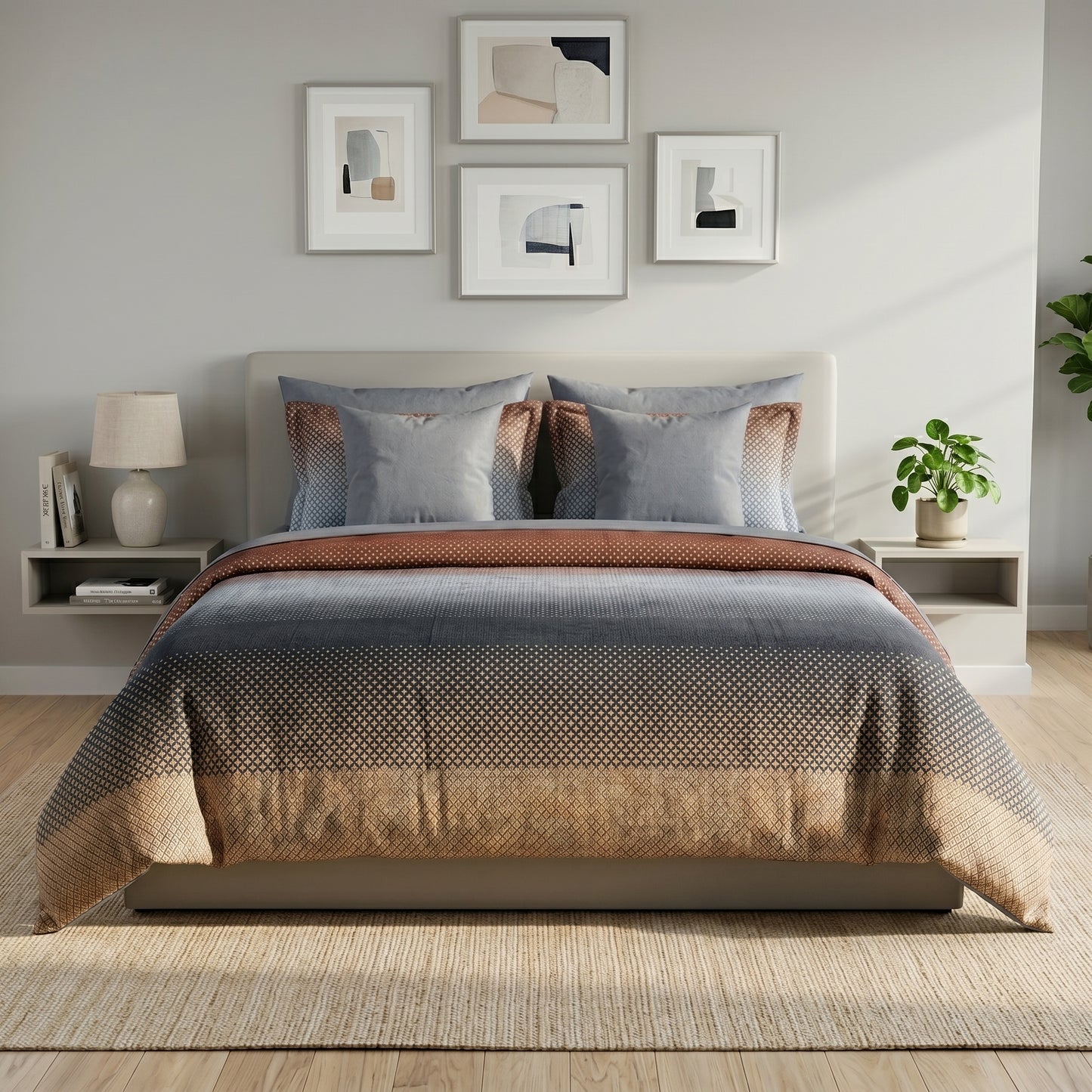 IV910 Luxury Cotton Satin Comforter Set - Light Filling