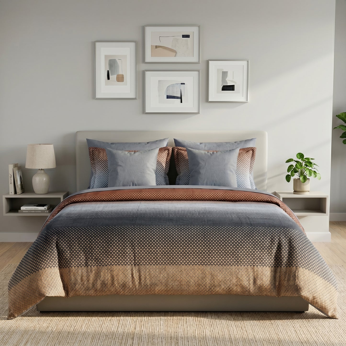 IV910 Luxury Cotton Satin Comforter Set - Light Filling
