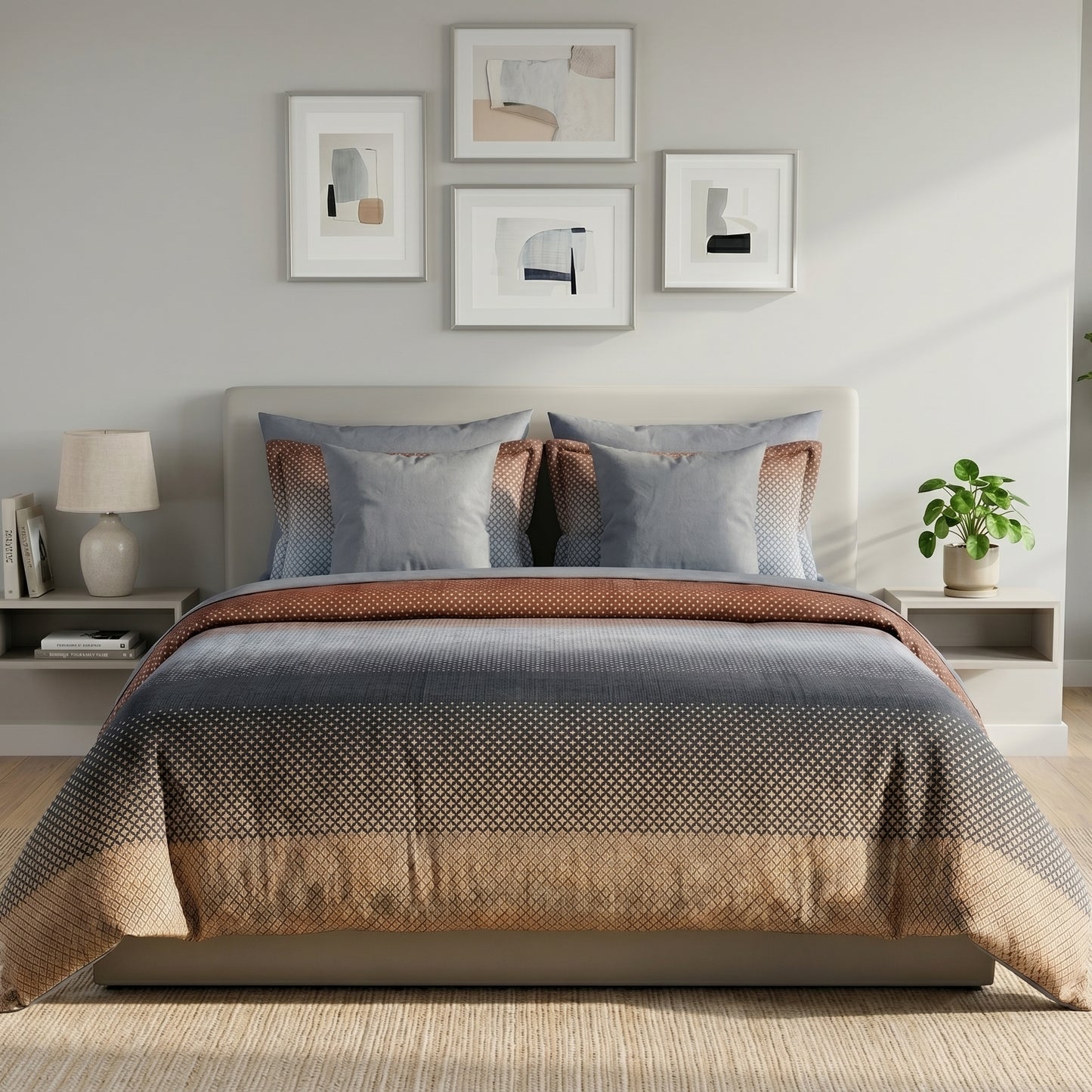 IV910 Luxury Cotton Satin Comforter Set - Light Filling