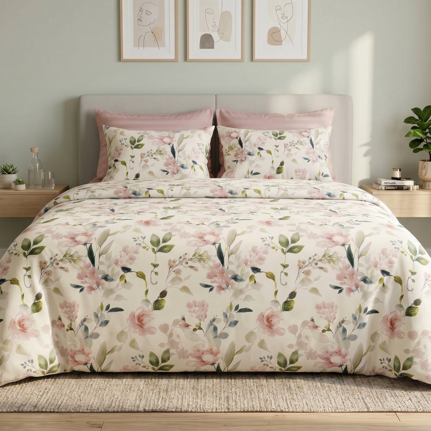 IV921 Luxury Cotton Satin Duvet Cover Set - Without Filling