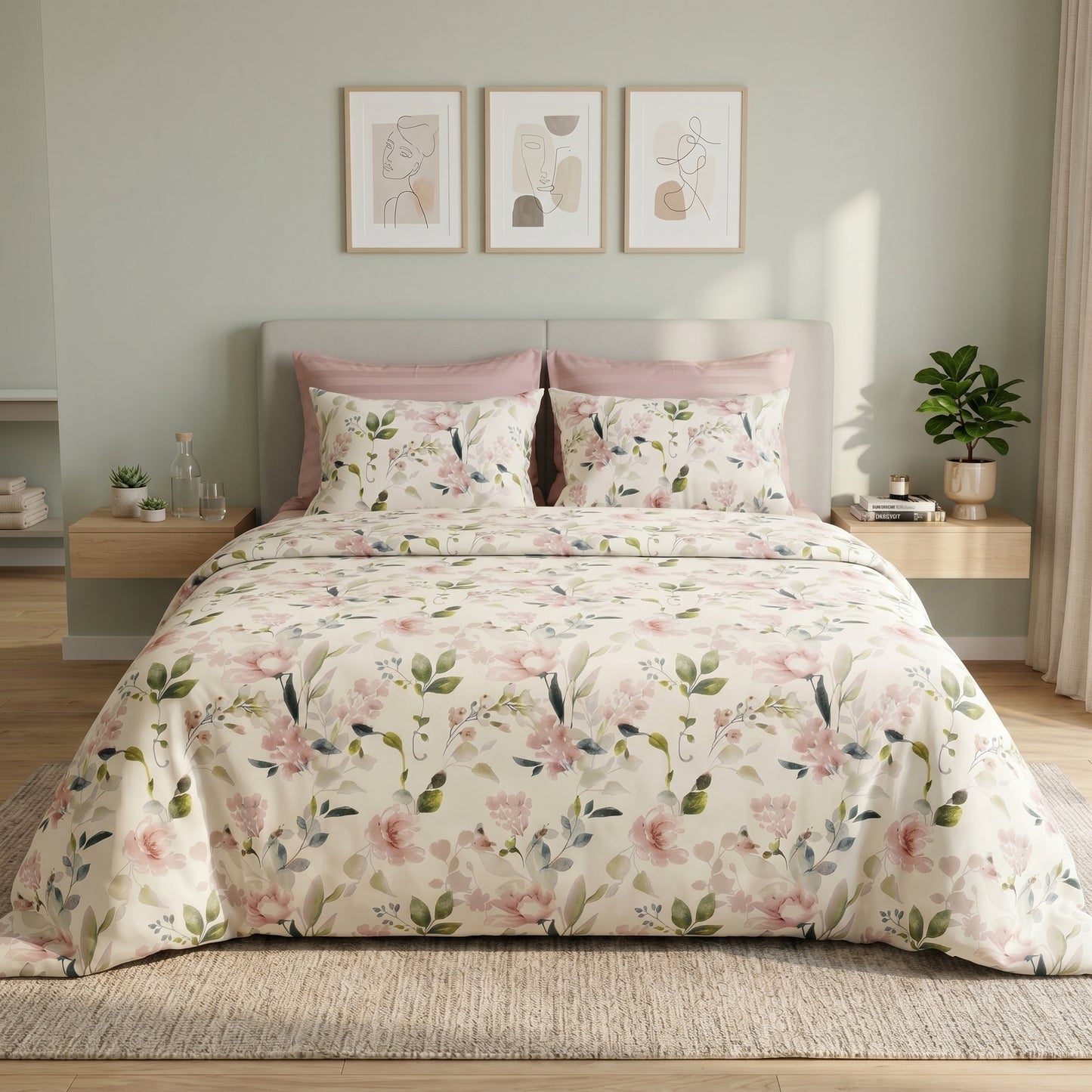 IV921 Luxury Cotton Satin Duvet Cover Set - Without Filling