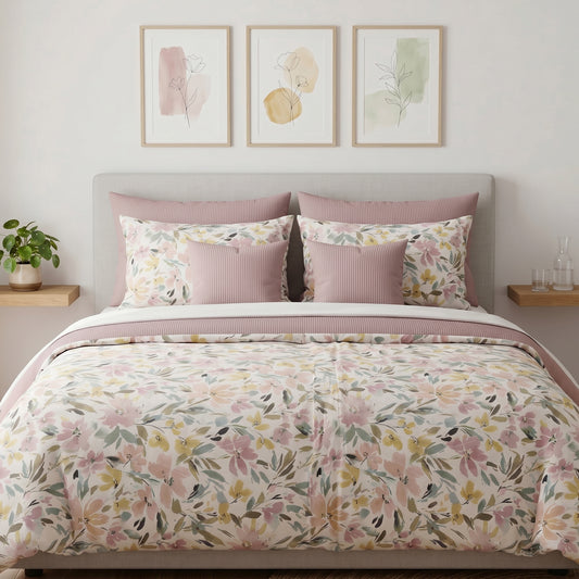 IV878 Luxury Cotton Satin Comforter Set - Light Filling