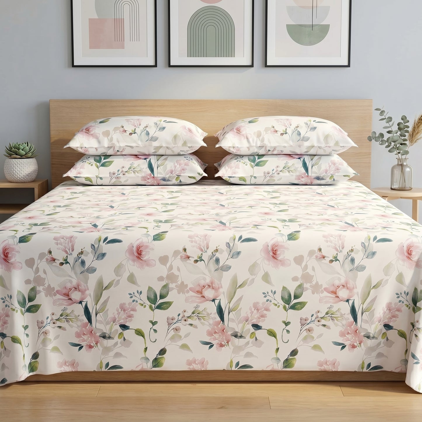 IVS921 Luxury Cotton Satin Bed Sheet Set