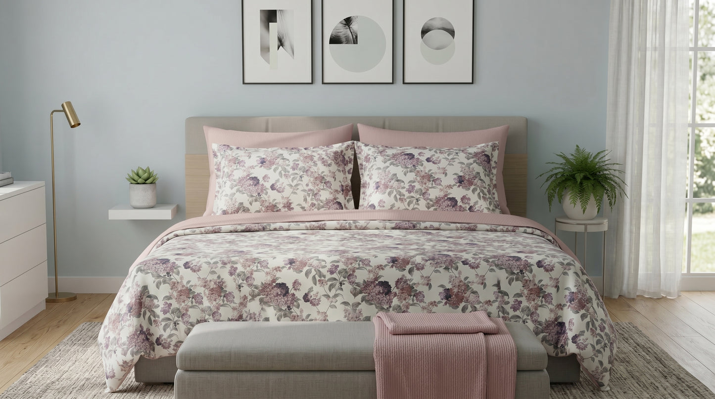 IV904 Luxury Cotton Satin Comforter Set - Light Filling