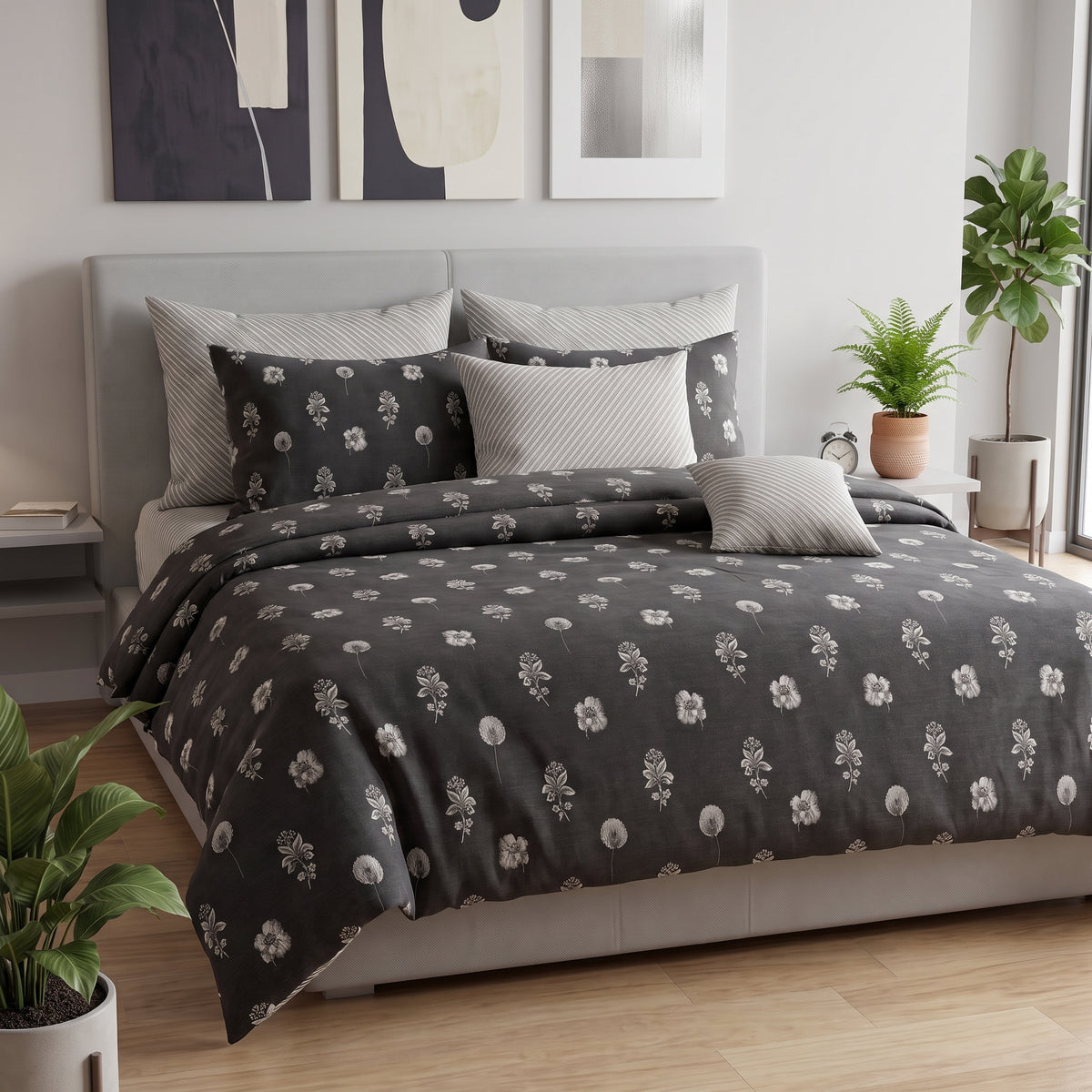 Charcoal Meadow Duvet Cover Set