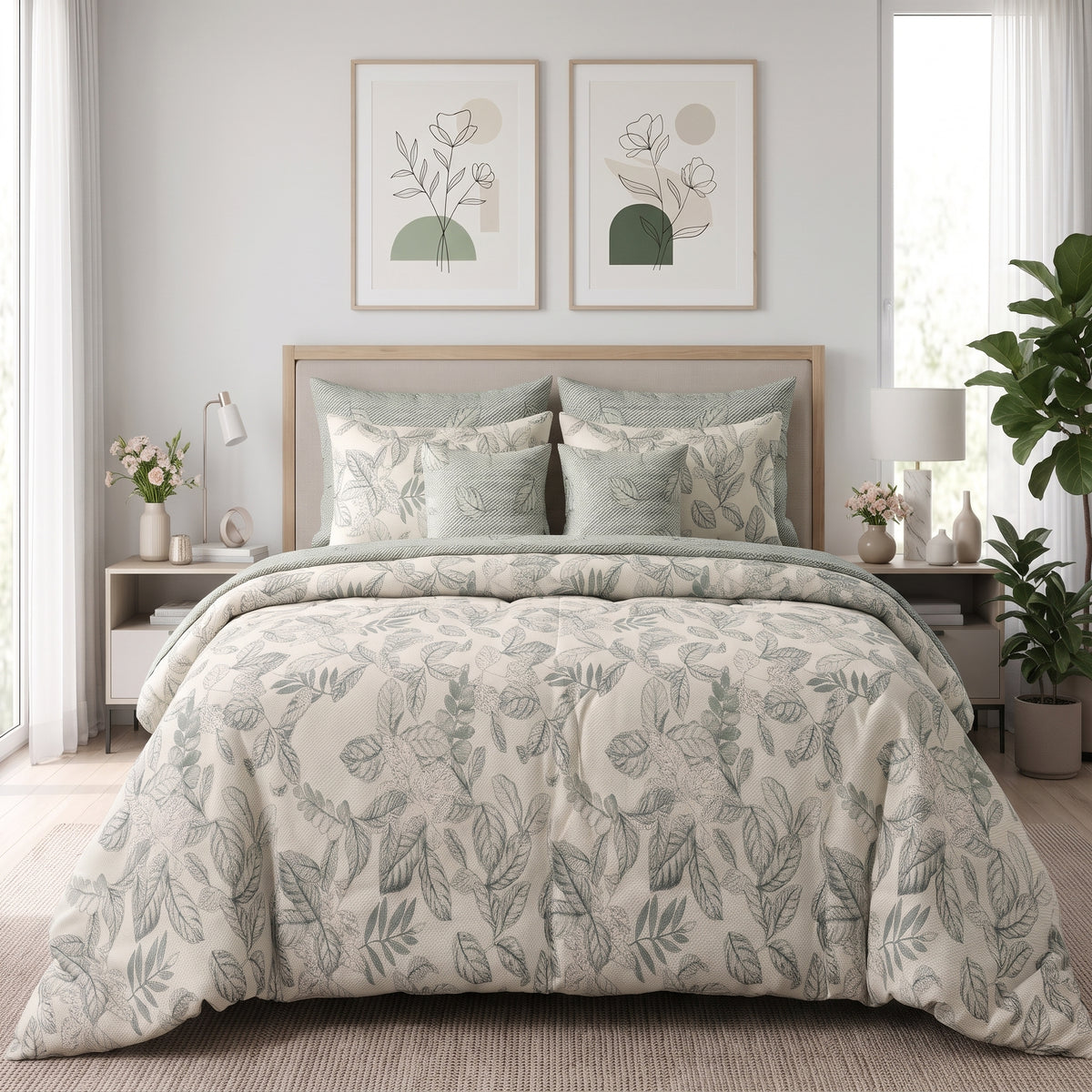 Calming Sage Flora Comforter Set