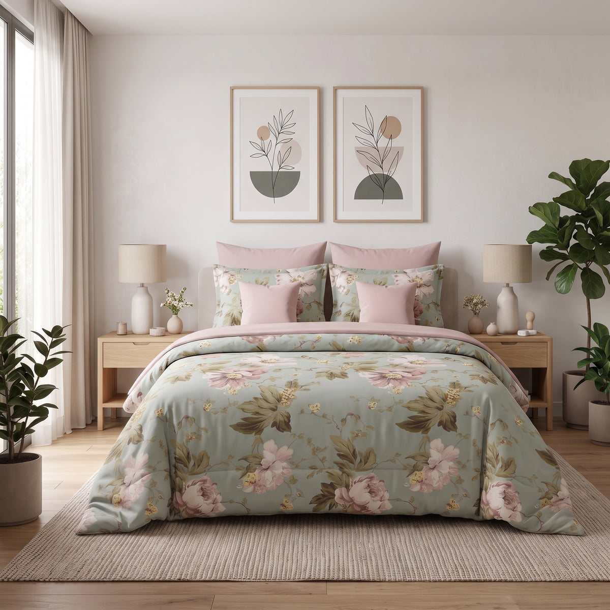 Vintage Pastel Peony Comforter Set