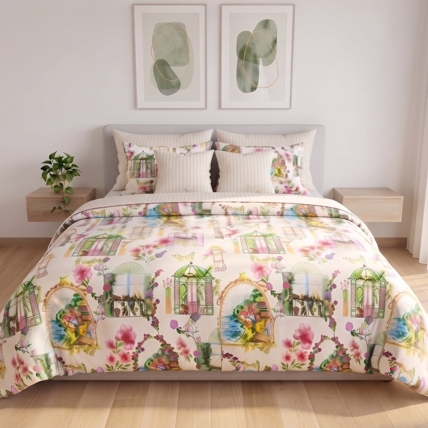 IV951 Luxury Percale Cotton Satin Comforter Set