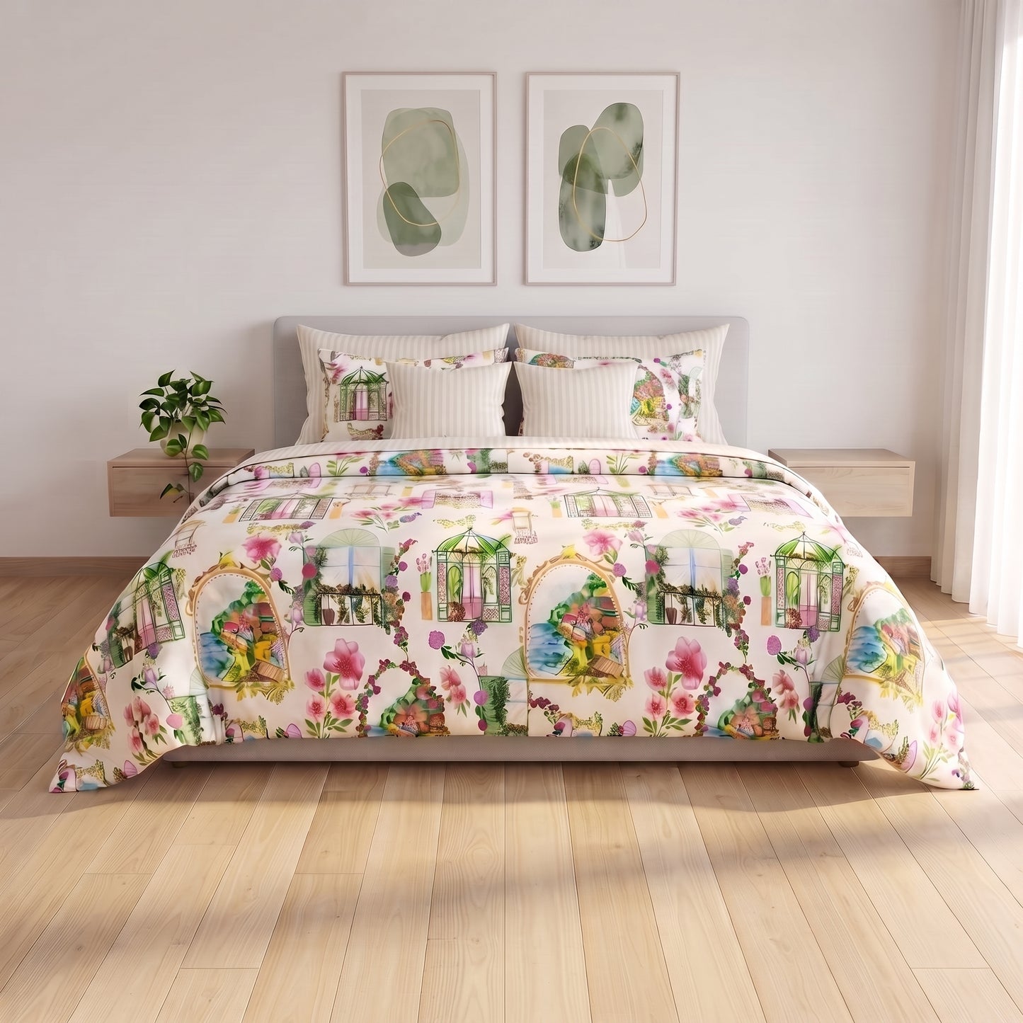 IV951 Luxury Percale Cotton Satin Comforter Set