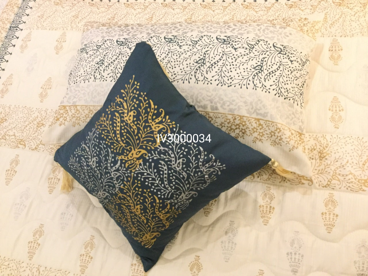 IV3000034 Luxury Block Print Comforter Set - Light Filling