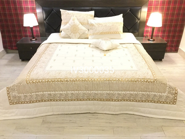 IV3000035 Luxury Block Print Comforter Set - Light Filling