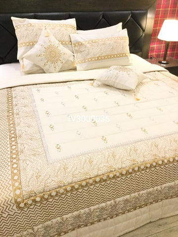 IV3000035 Luxury Block Print Comforter Set - Light Filling