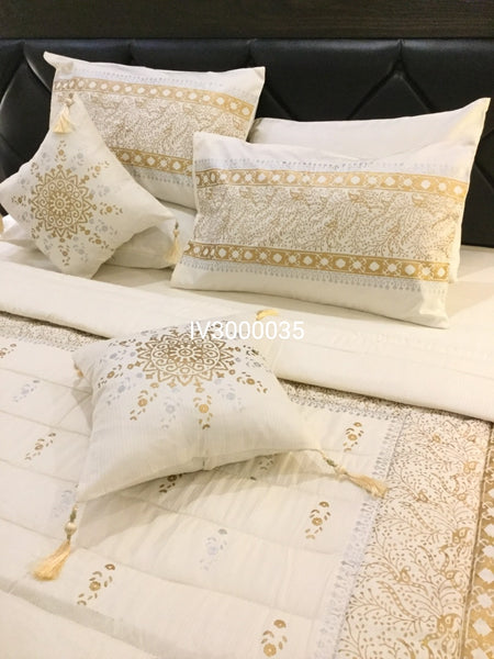 IV3000035 Luxury Block Print Comforter Set - Light Filling