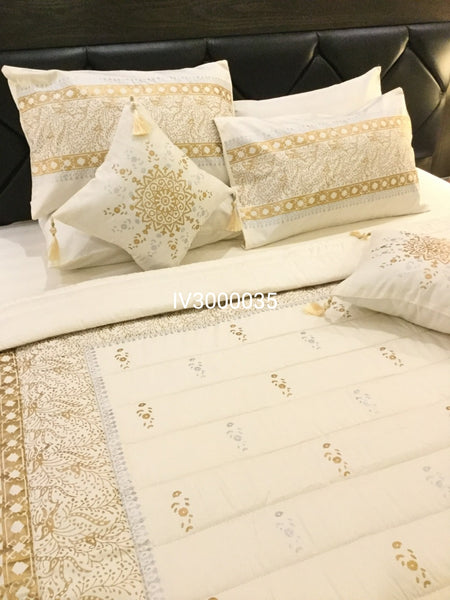 IV3000035 Luxury Block Print Comforter Set - Light Filling